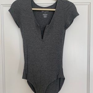 Ribbed Zip Up Bodysuit